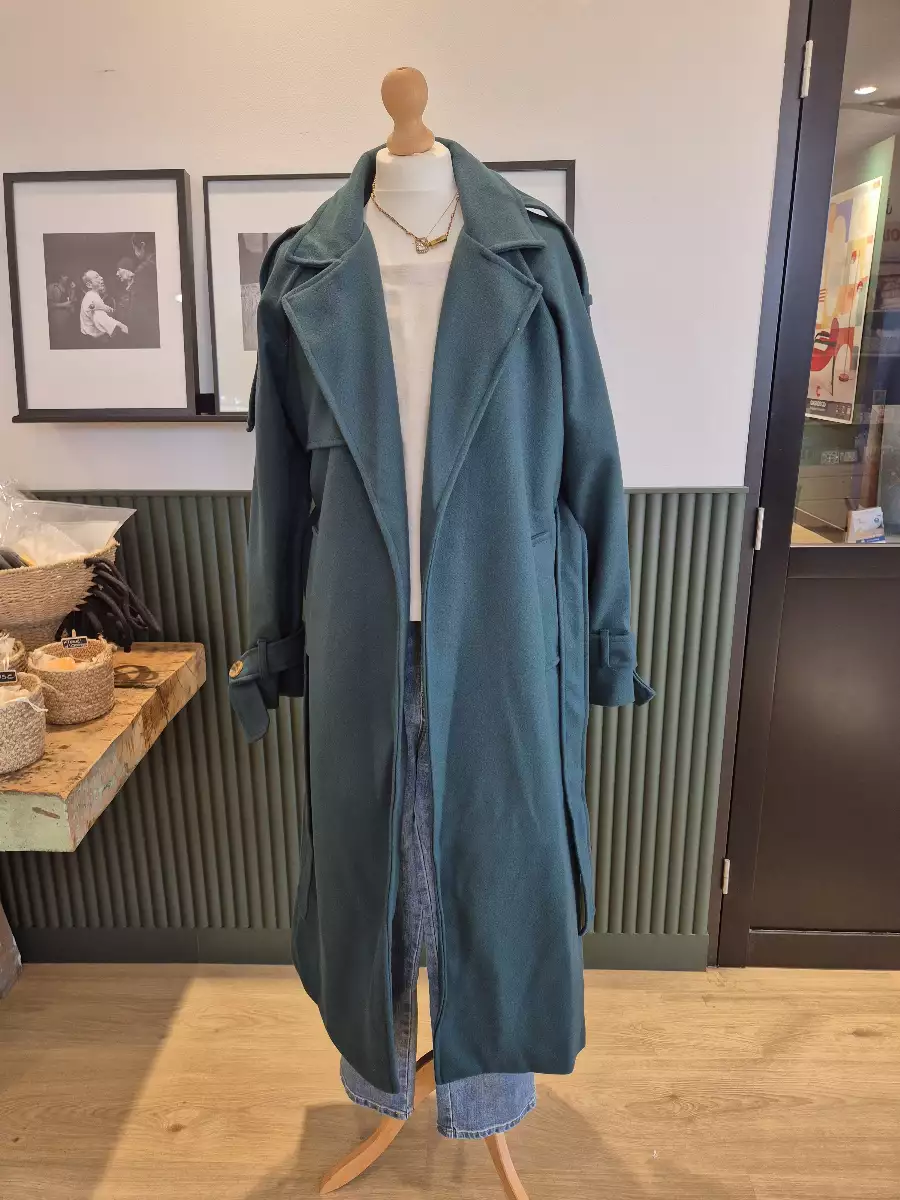 Manteau trench mi-long vert foret