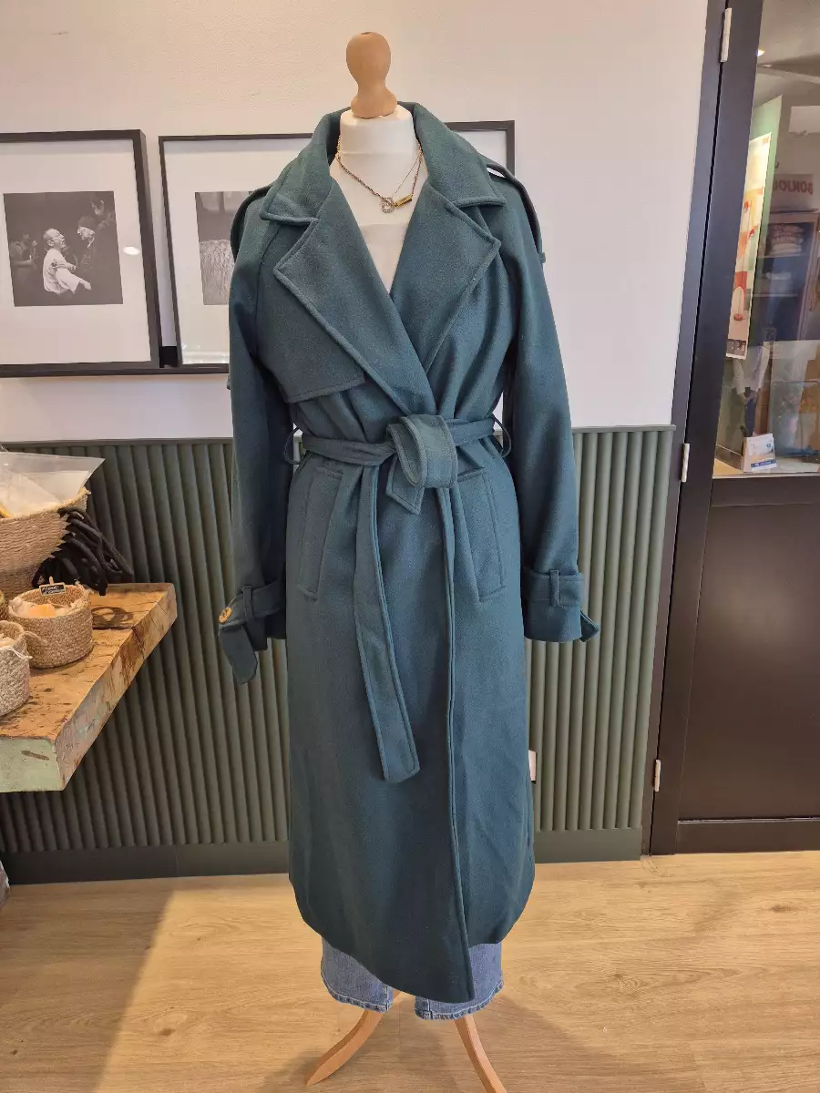 Manteau trench mi-long vert foret