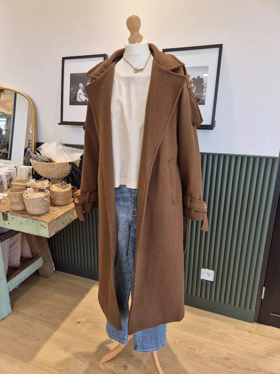 Manteau trench mi-long chocolat