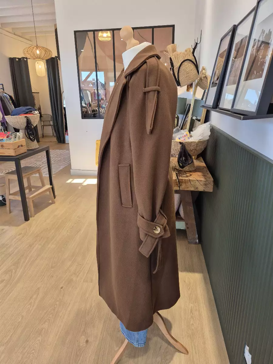 Manteau trench mi-long chocolat