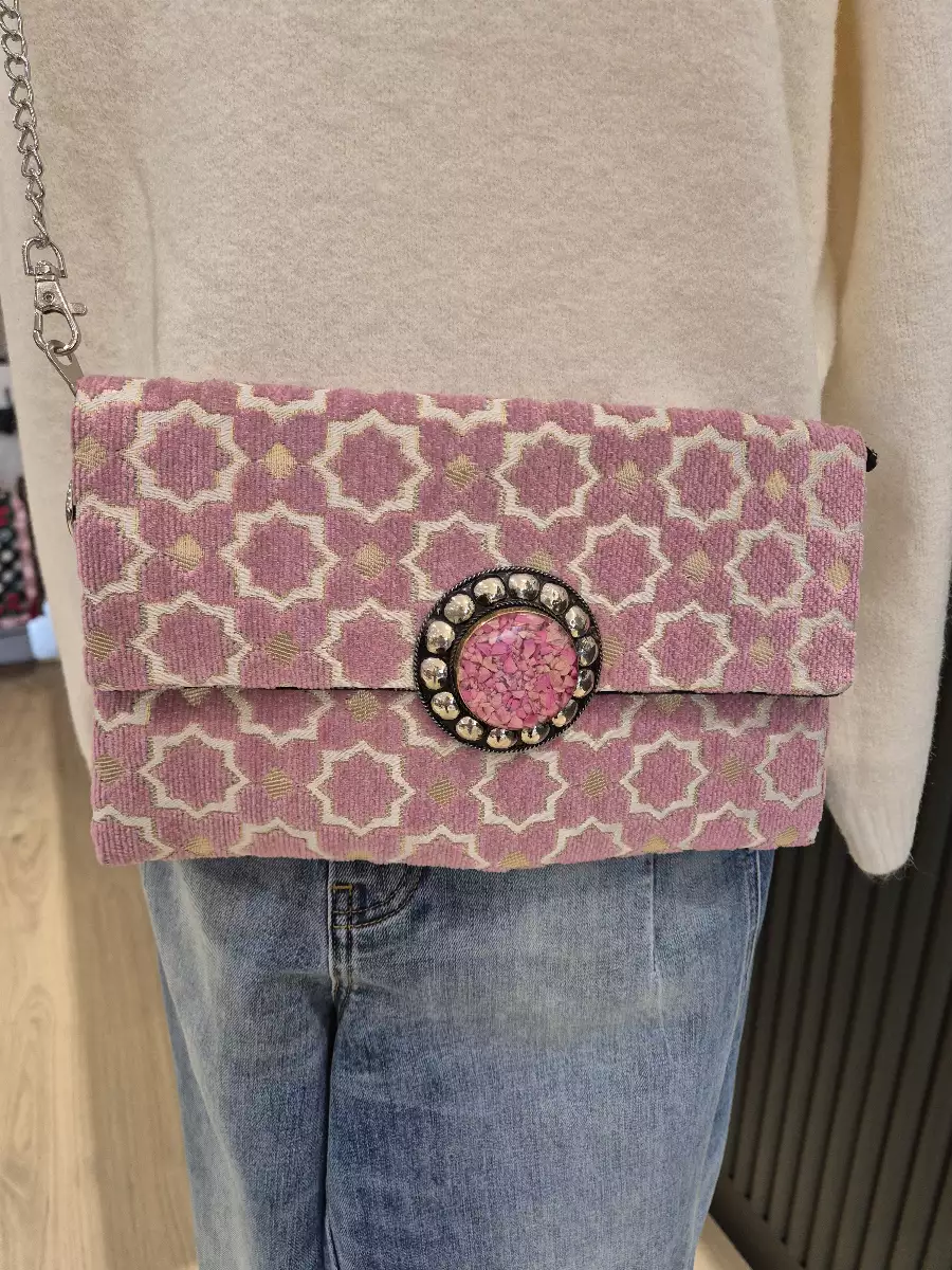 Sac rose poudré motif berbere