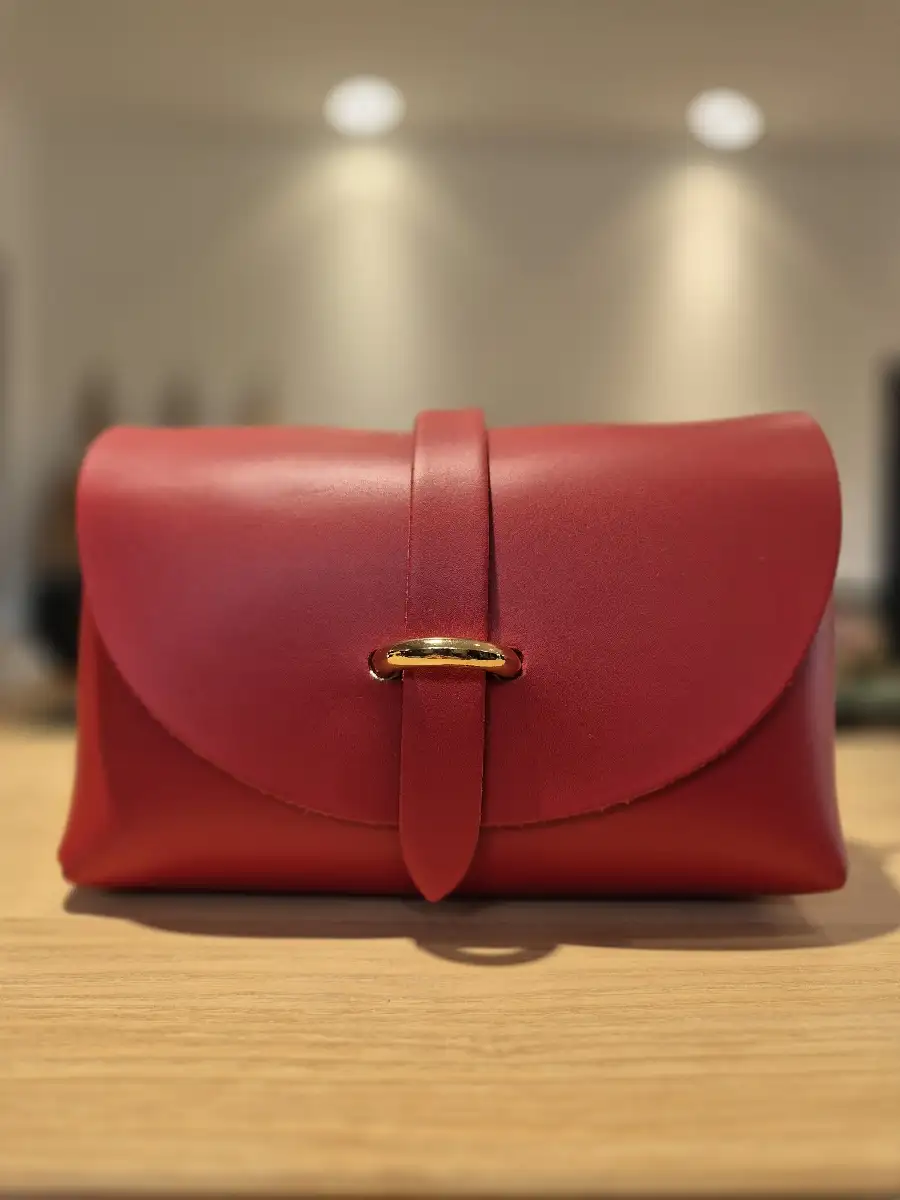 Petit sac bandoulière cuir rouge