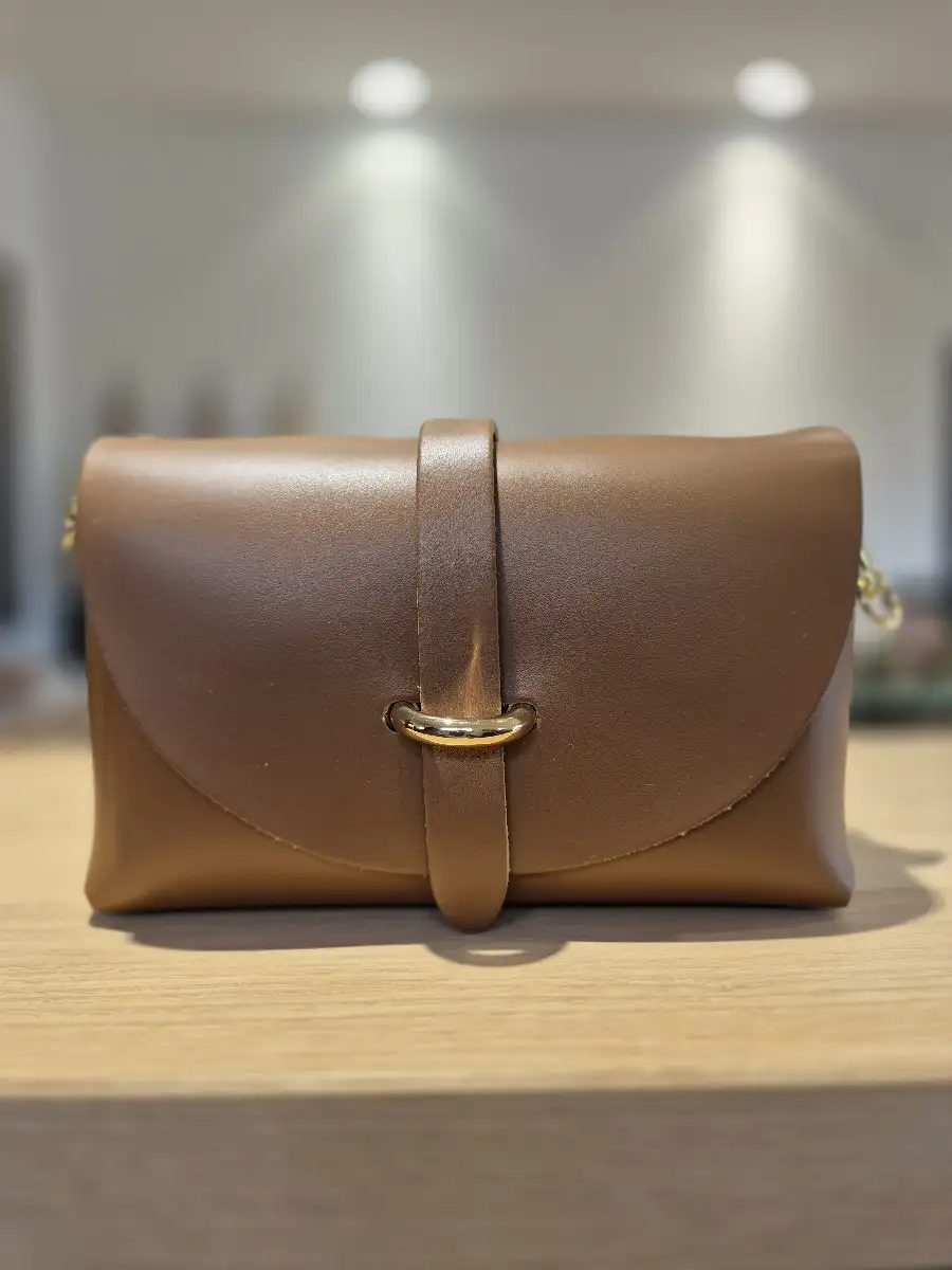 Petit sac bandoulière cuir camel