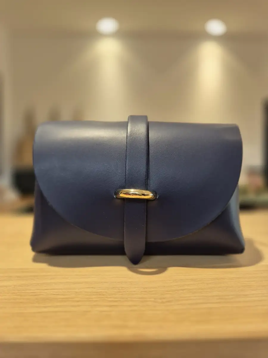 Petit sac bandoulière cuir Bleu marine