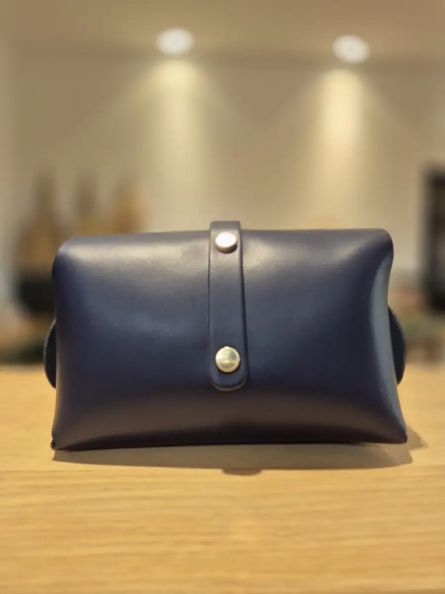 Petit sac bandoulière cuir Bleu marine