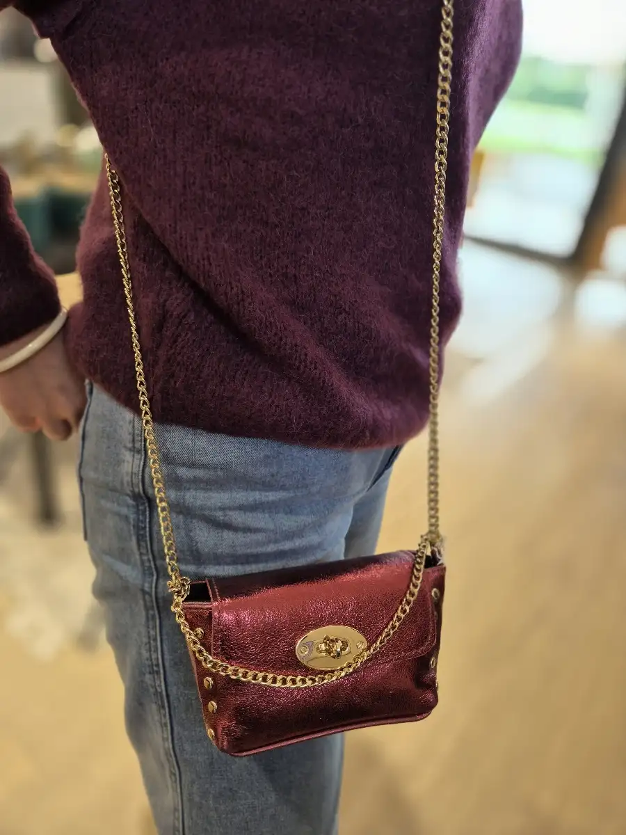 Sac à bandoulière irisé Bordeaux