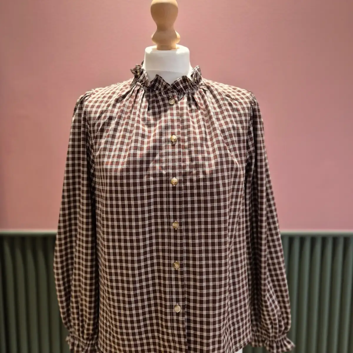 Chemise à petits carreaux marrons